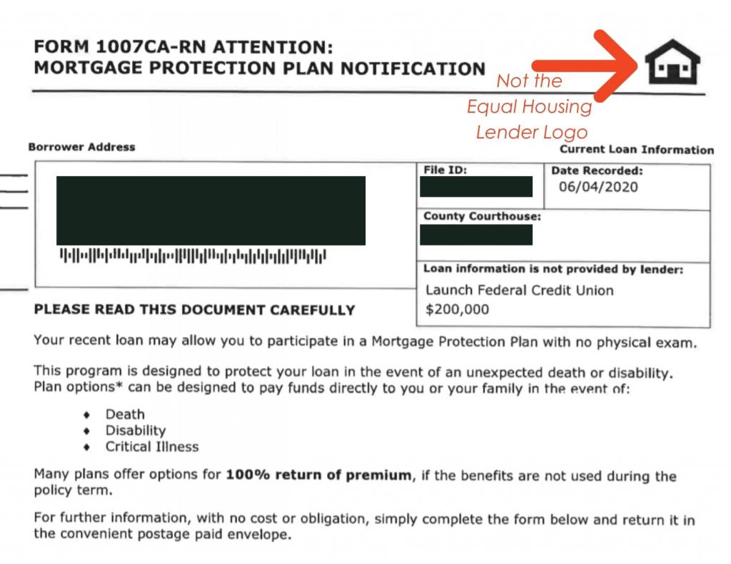Mortgage Scam- Not Equal Housing Lender Logo