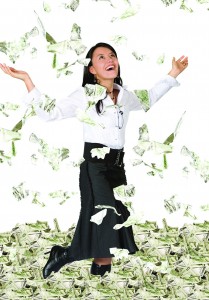 money toss woman