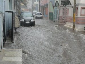 Flood damaged car