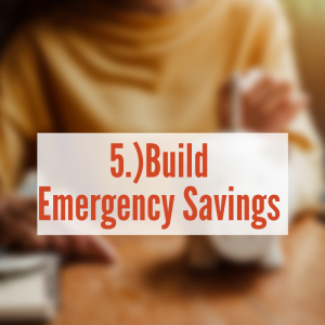 woman putting money in a piggy bank "Build Emergency Savings"