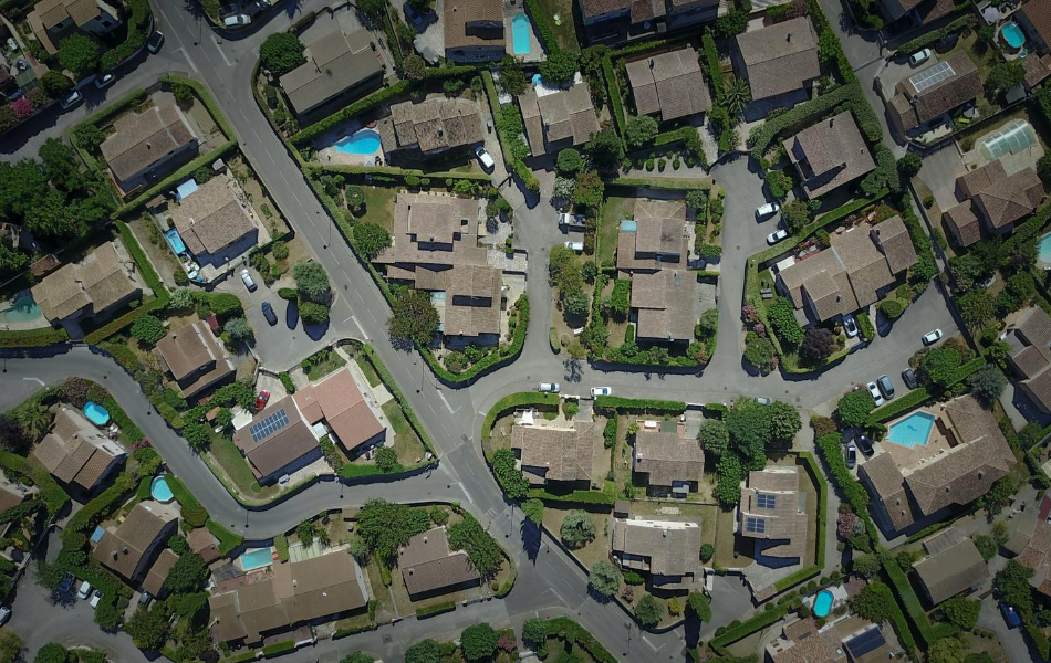 Arial view of homes