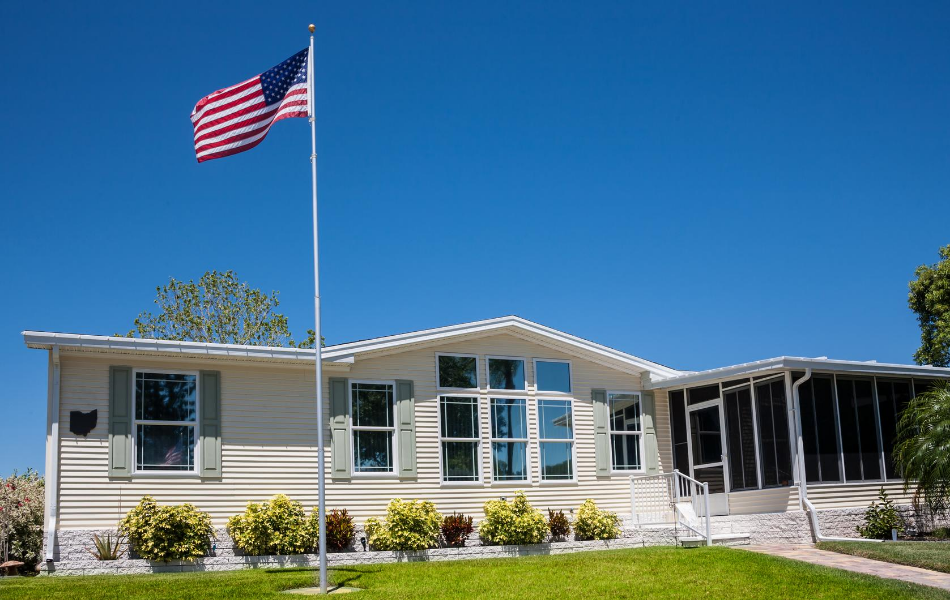 Mobile Home with USA Flag