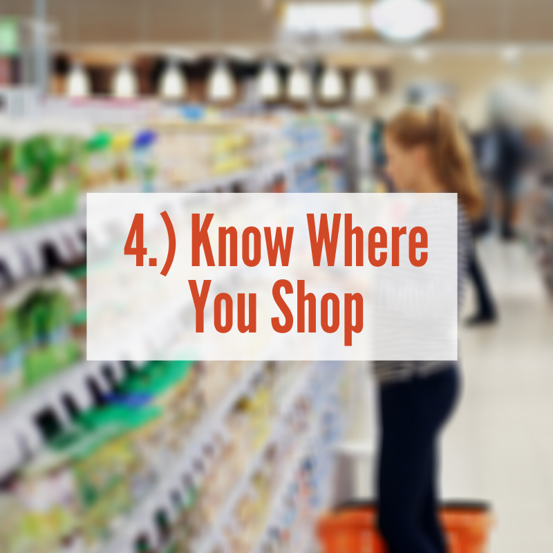 Woman standing in aisle looking at products | Know Where You Shop
