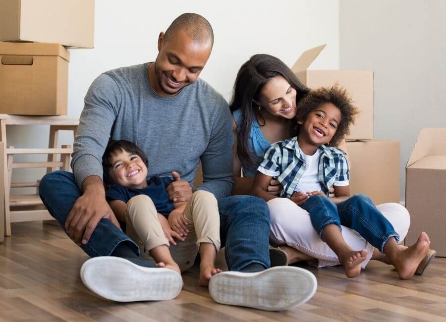 Family moving into their new home