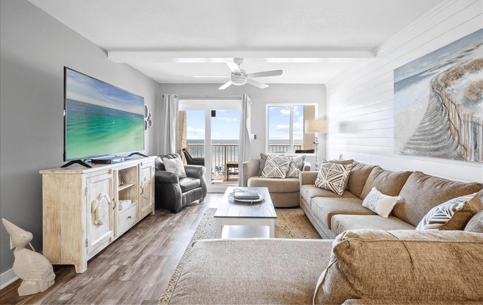 Living room of a beach house rental