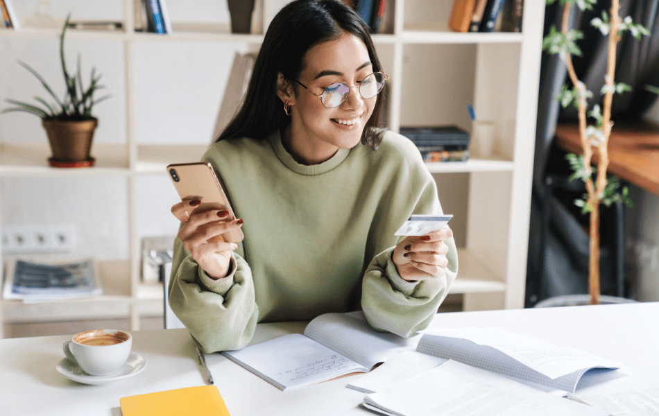 Woman holding a credit card