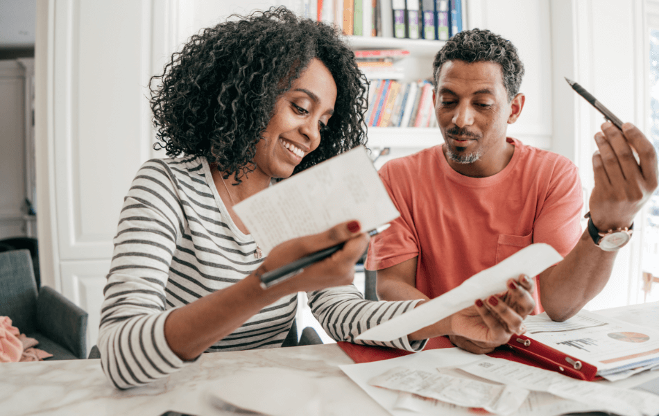 Couple looking over their budget