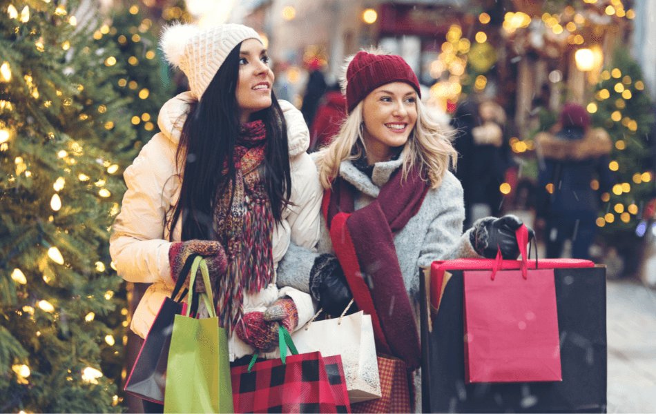 Two women holiday shopping