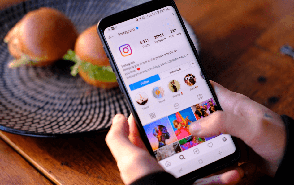 Instagram opened up on a smartphone