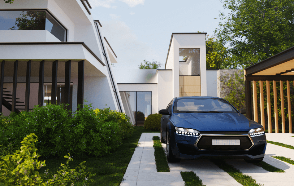 Nice car in driveway