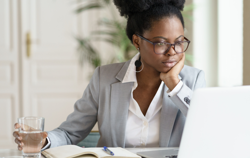 woman on laptop at work