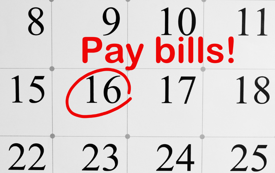 Pay bills marked on calendar