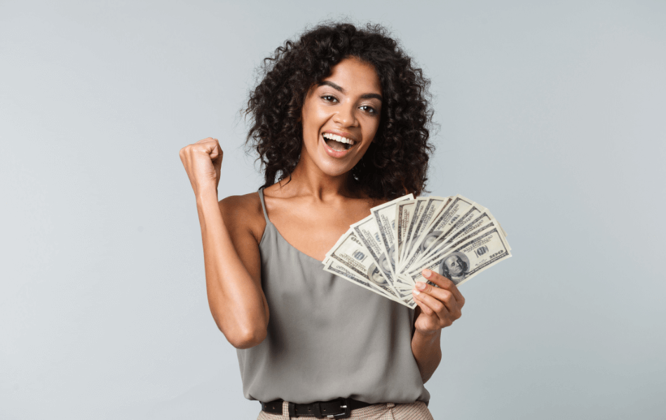 woman holding cash