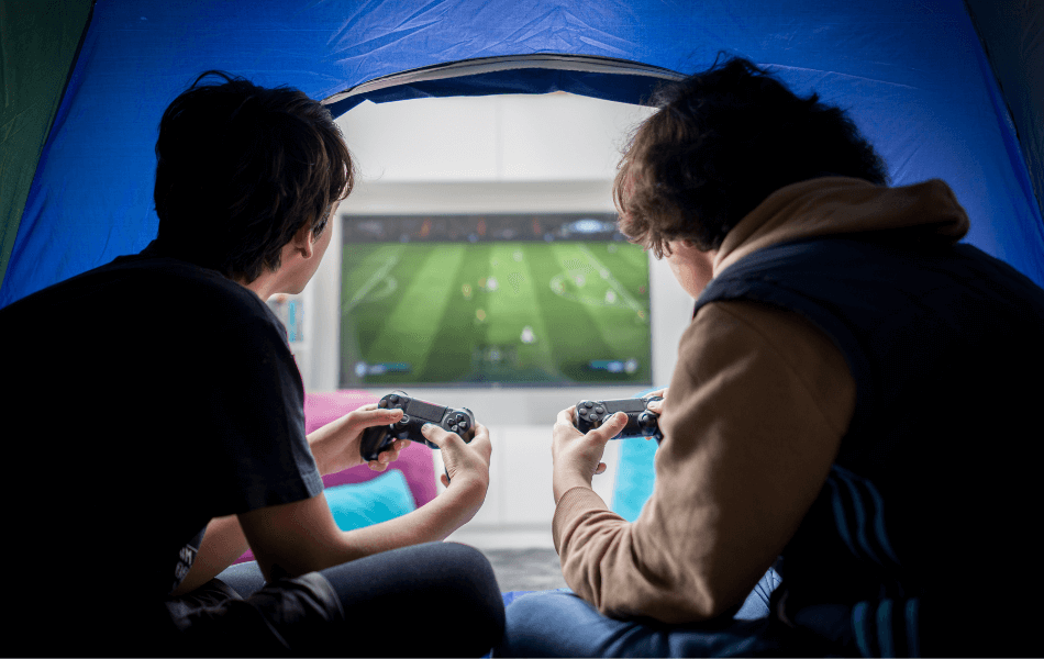 Two boys playing video games