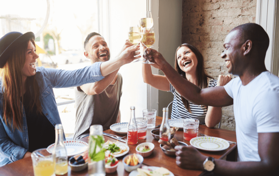 group of friends at a restaurant