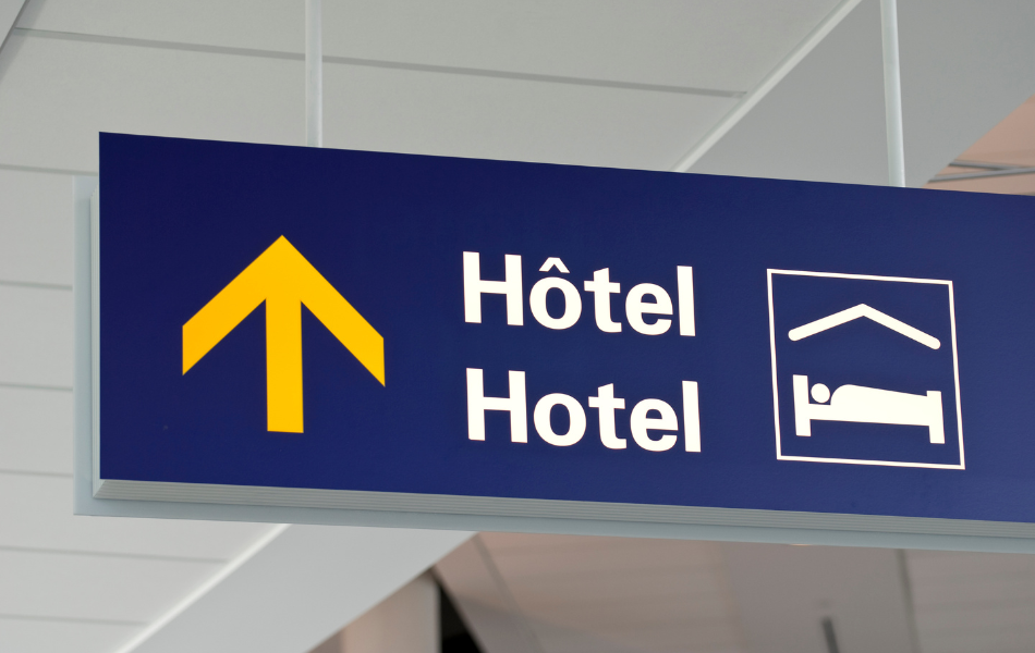 Hotel sign at airport