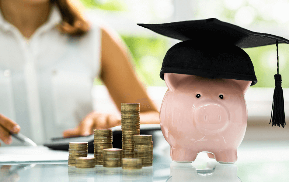 Piggy bank with graduation hat