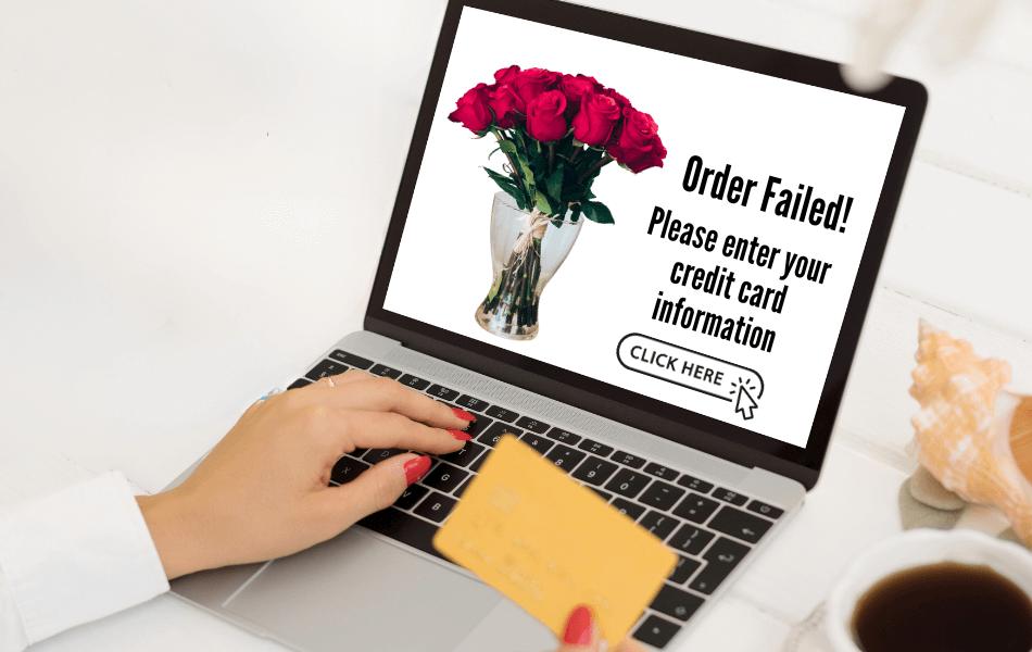 Message on laptop saying " Order failed! Please enter your credit card information"