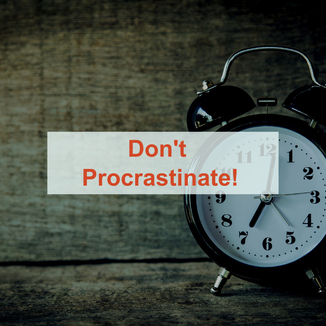Don't Procrastinate text with Clock in Background