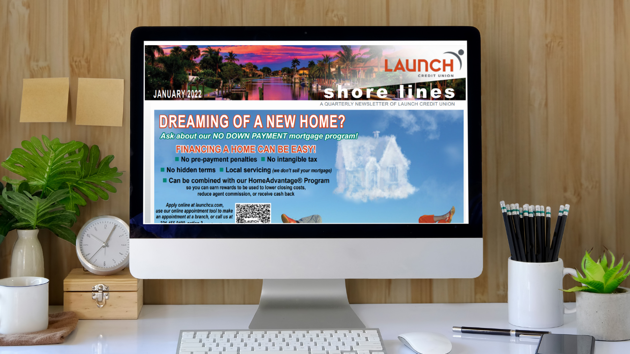 Launch CU Shorelines Newsletter displayed on desktop computer screen