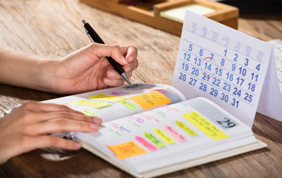 Set Up Automatic Payments - a woman writing in a calendar