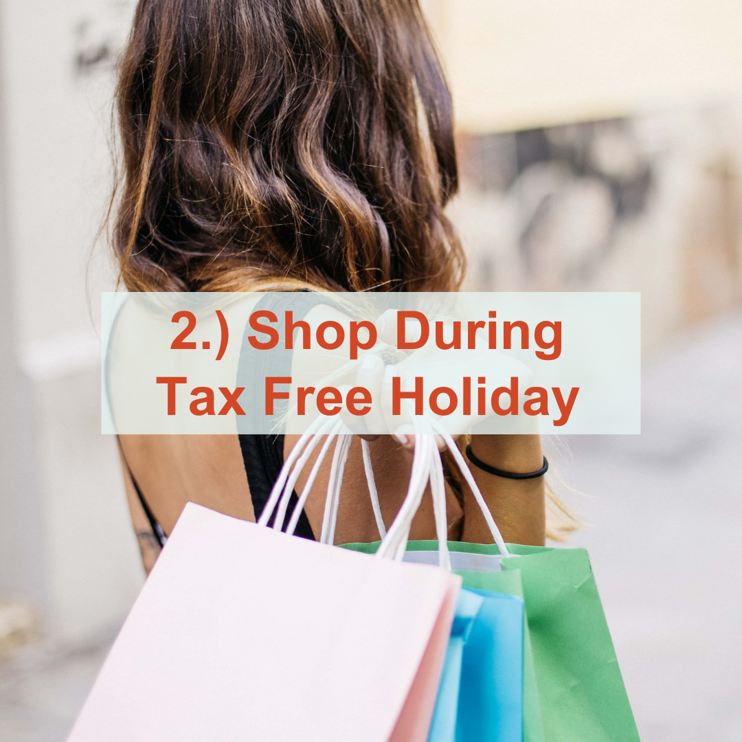 a woman with brown hair holding shopping bags | Shop During Tax Free Weekend
