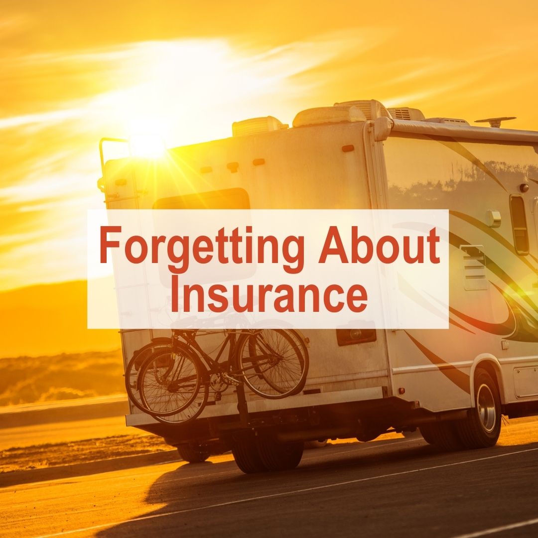 rv driving along road with sun shining | forgetting about insurance
