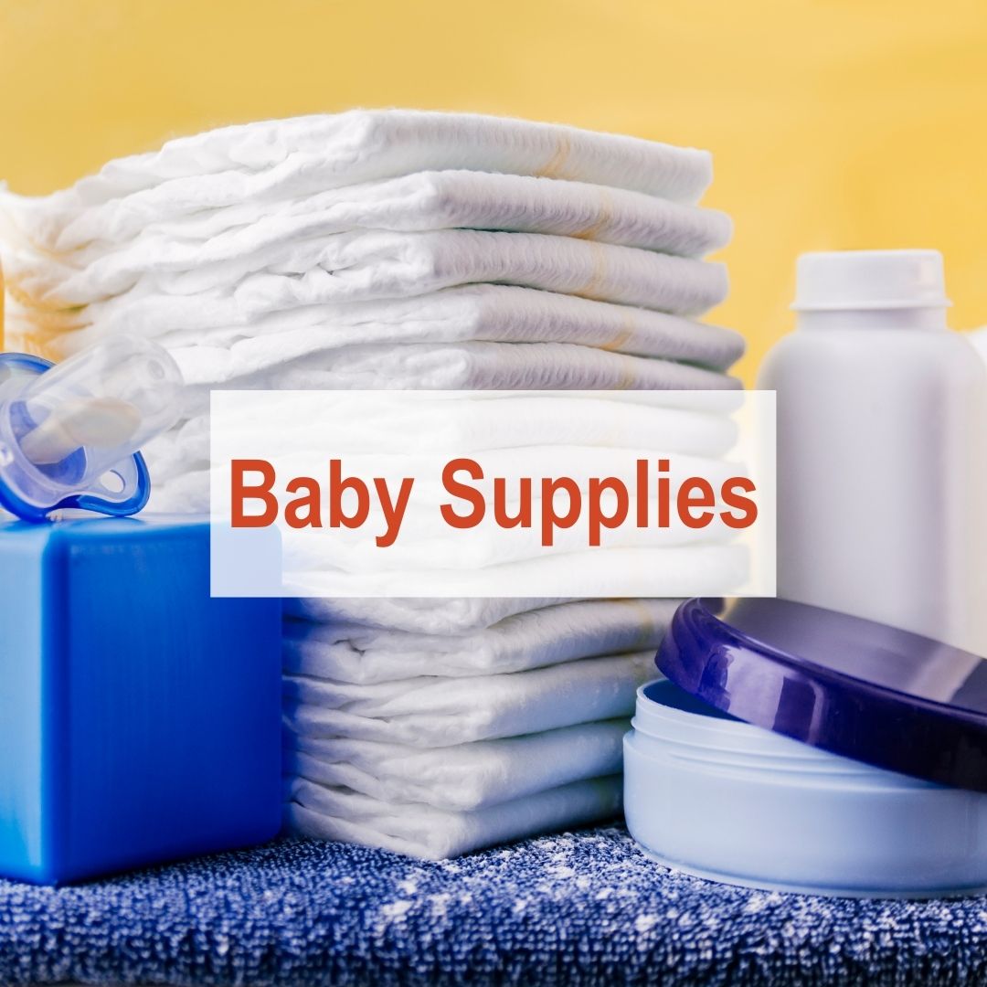 stack of diapers, baby power, cream | Baby Supplies